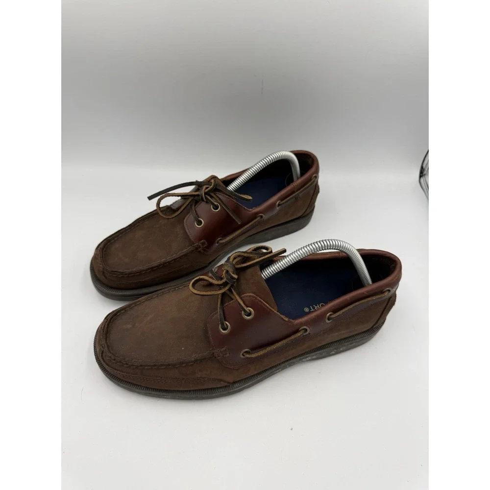 Rockport Brown Leather Boat Shoe Men's Size 9.5M Lace Up Casual Shoe (APM7138D)